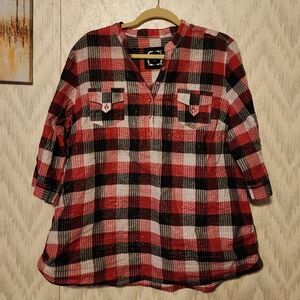 Cato Red and Black Plaid Button-Down Shirt XL